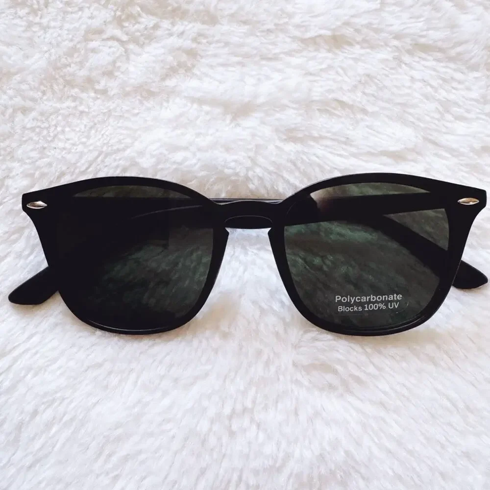 Milo Black W/ Green Lenses Oversized Oval Horn Rims Sunglasses
